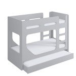 Grey Wooden Bunk Bed for Kids with Trundle
