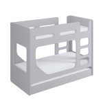 Grey Wooden Bunk Bed for Kids with Trundle