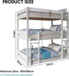 Triple Sleeper Bunk Bed for Kids – Pine Wood