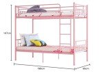 Pink Metal 3FT Single Bunk Bed Frame