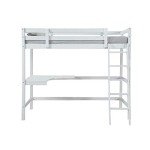 Wooden Study Bunk Bed Frame for Single Room