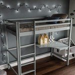 Grey Pine Loft Bunk Bed with Desk for Kids