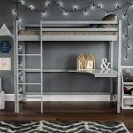 Grey Pine Loft Bunk Bed with Desk for Kids