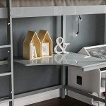 Grey Pine Loft Bunk Bed with Desk for Kids