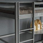 Grey Pine Loft Bunk Bed with Desk for Kids