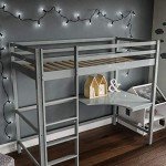 Grey Pine Loft Bunk Bed with Desk for Kids