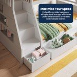 Triple Bunk Bed with Storage for Kids - White