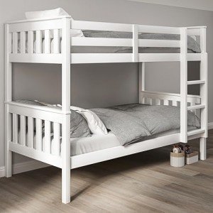 Blisswood White Wooden Double Bunk Bed With Mattresses