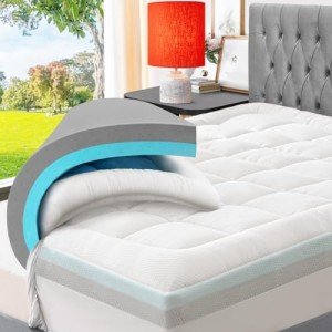 ELEMUSE Bamboo Pillow Top Memory Foam Mattress Topper