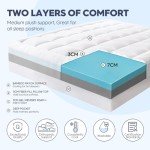 ELEMUSE Bamboo Pillow Top Memory Foam Mattress Topper