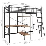 Grey Metal Twin Bunk Bed with Table Frame