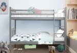 Grey Wooden Twin Over Twin Bunk Bed