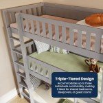 Triple Bunk Bed for Kids - Space Saving Grey