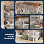 Triple Bunk Bed for Kids - Space Saving Grey