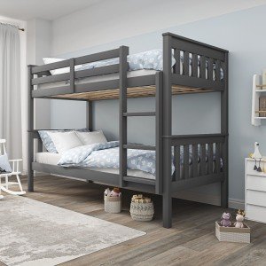 Double Wooden Bunk Beds with Mattresses for Kids