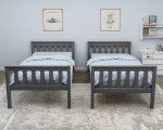 Double Wooden Bunk Beds with Mattresses for Kids