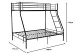 Panana Triple Metal Bunk Bed Frame in Black