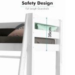 Kids' Solid Pine Mid Sleeper Bunk Bed with Stairs
