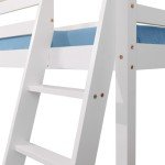 Kids' Solid Pine Mid Sleeper Bunk Bed with Stairs