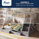 Triple Bunk Bed with Storage for Kids - White