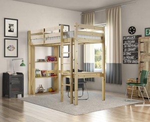 Icarus Bunk Bed with Table, Chair, Bookcase