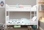 Kids White Wooden Bunk Bed with Stairs