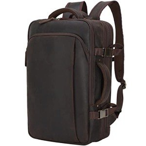 Masa Kawa Vintage Leather Laptop Backpack for Men