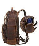 LANNSYNE Vintage Leather 15.6" Laptop Backpack