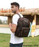 LANNSYNE Vintage Leather 15.6" Laptop Backpack