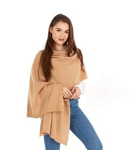 Manio Luxury Cashmere Knitted Wrap Shawl - Camel