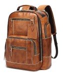LANNSYNE Vintage Leather Laptop Backpack for Men