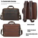 TIDING Men's Luxury Convertible Leather Briefcase Backpack