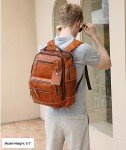 LANNSYNE Vintage Leather Laptop Backpack for Men