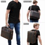 TIDING Men's Luxury Convertible Leather Briefcase Backpack
