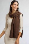 Fishers Finery Cashmere Ribbed Winter Scarf, Black/Brown