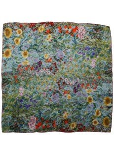 Gustav Klimt Dahlia Silk Scarf with Sunflowers