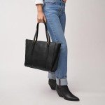 Fossil Women's Black Leather Carlie Tote Bag