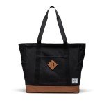 Herschel Heritage Tote Bag in Black/Saddle Brown