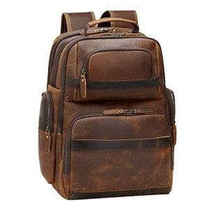 Men's Vintage Leather Laptop Backpack for Travel