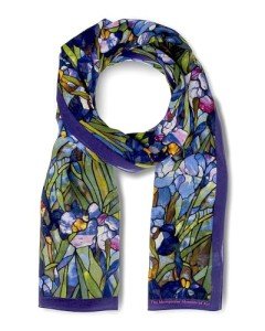 Blue Iris Design Silk Scarf for Women