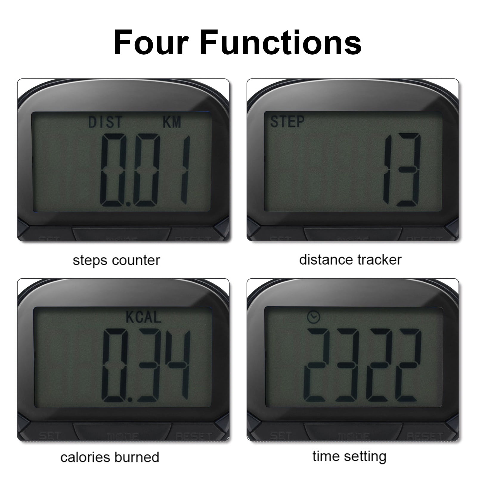 3D Clip Pedometer: Track Steps, Distance, Calories