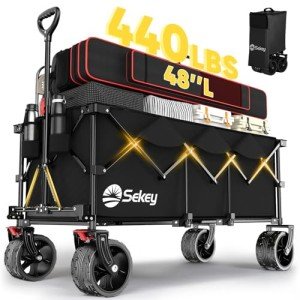 Collapsible 48'' Garden Wagon with All-Terrain Wheels