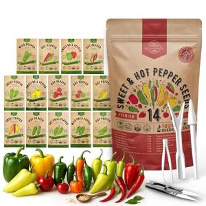 Variety Pack of 14 Non-GMO Pepper Seeds