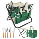 Stainless Steel 7-Piece Gardening Tool Set with Stool
