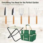 Stainless Steel 7-Piece Gardening Tool Set with Stool
