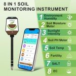 RYAKKA 8-in-1 Bluetooth Soil Tester for Gardens