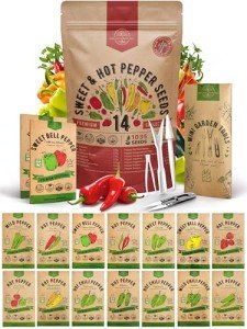 Variety Pack of 14 Non-GMO Pepper Seeds