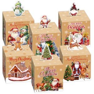 Retro Christmas Candy Gift Boxes - 24 Pack