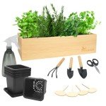 Indoor Herb Garden Kit with Wooden Box & Tools