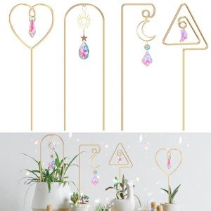 Colorful Indoor Plant Trellis with Crystal Sun Catcher